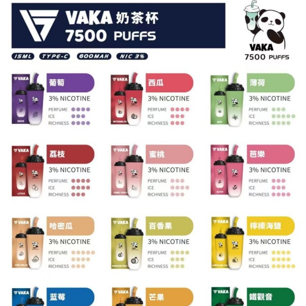 VAKA7500口 拋棄式電子煙 奶茶杯一次性電子菸 正品現貨  當天可出貨 新日期 10/02